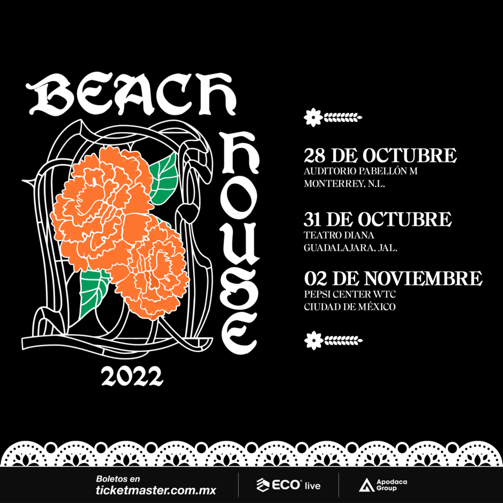 Cartel de los conciertos de Beach House en CDMX 2022