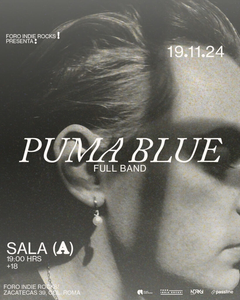 Flyer Puma Blue en Foro Indie Rocks! de CDMX el 19 de noviembre de 2024. Evento +18